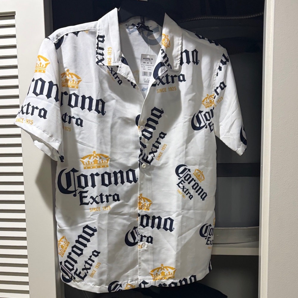 Corona White and Gold Casual Button Down Shirt